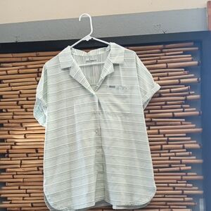 Columbia Light Green Striped Casual Shirt